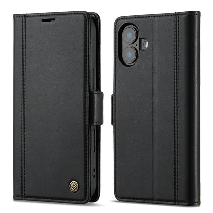 For iPhone 16 LC.IMEEKE Skin-friendly Card Slots Leather Phone Case(Black)