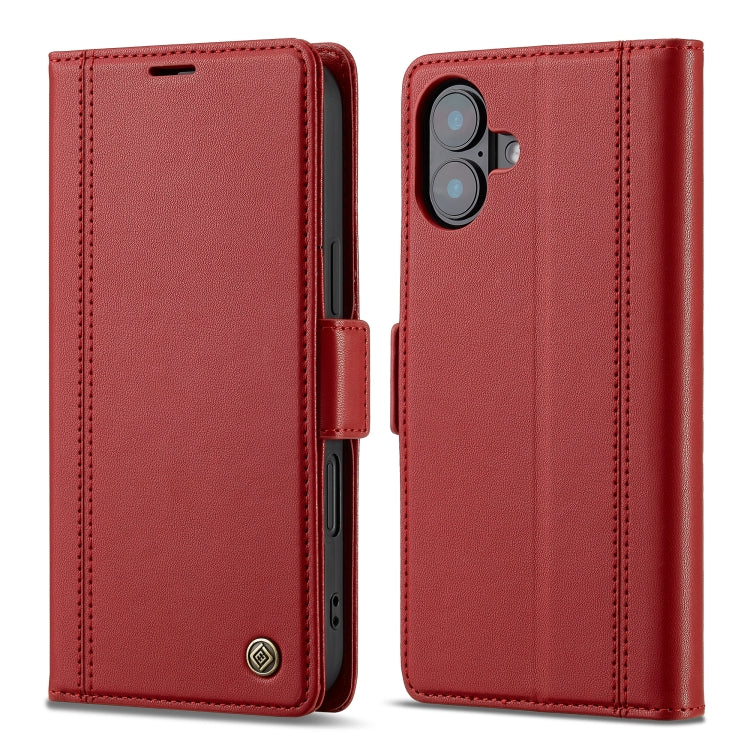 For iPhone 16 Plus LC.IMEEKE Skin-friendly Card Slots Leather Phone Case(Red)