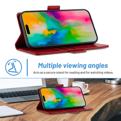 For iPhone 16 Plus LC.IMEEKE Skin-friendly Card Slots Leather Phone Case(Red)