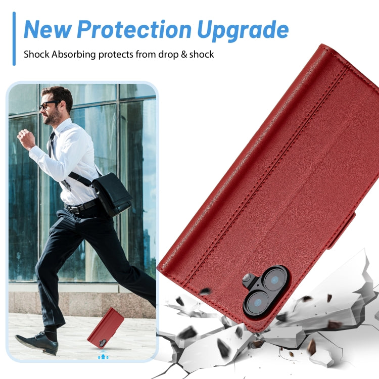 For iPhone 16 Plus LC.IMEEKE Skin-friendly Card Slots Leather Phone Case(Red)