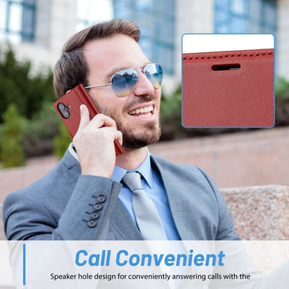 For iPhone 16 Plus LC.IMEEKE Skin-friendly Card Slots Leather Phone Case(Red)