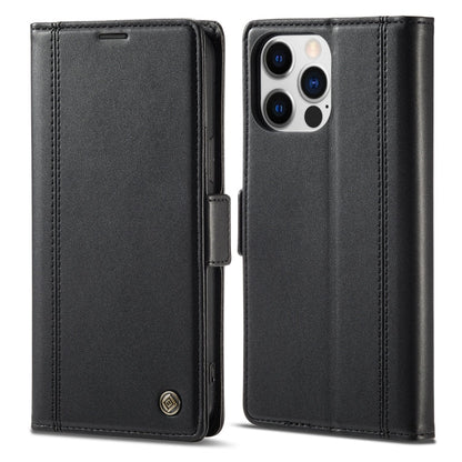 For iPhone 16 Pro LC.IMEEKE Skin-friendly Card Slots Leather Phone Case(Black)