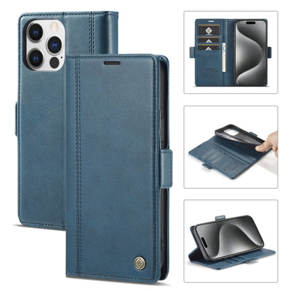 For iPhone 16 Pro LC.IMEEKE Skin-friendly Card Slots Leather Phone Case(Blue)