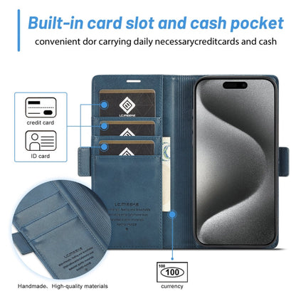 For iPhone 16 Pro LC.IMEEKE Skin-friendly Card Slots Leather Phone Case(Blue)
