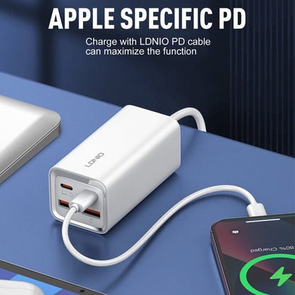 LDNIO A4610C PD65W Dual USB-C / Type-C + Dual USB Fast Charger, Cable Length: 1.5m, Plug Type:UK Plug(White)