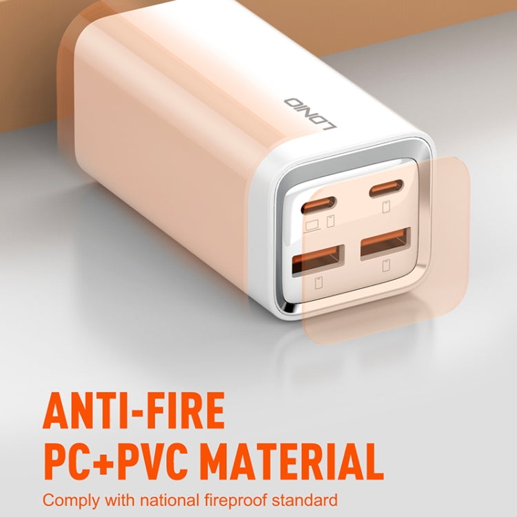 LDNIO A4610C PD65W Dual USB-C / Type-C + Dual USB Fast Charger, Cable Length: 1.5m, Plug Type:EU Plug·(White)