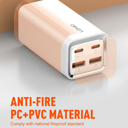 LDNIO A4610C PD65W Dual USB-C / Type-C + Dual USB Fast Charger, Cable Length: 1.5m, Plug Type:EU Plug·(White)