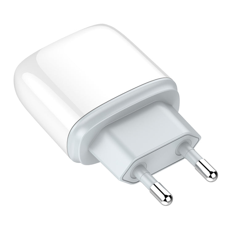 LDNIO Q229 QC3.0 / PD20W USB + Type-C Fast Charger with 1m USB to 8 Pin Cable, Plug Type:EU Plug(White)