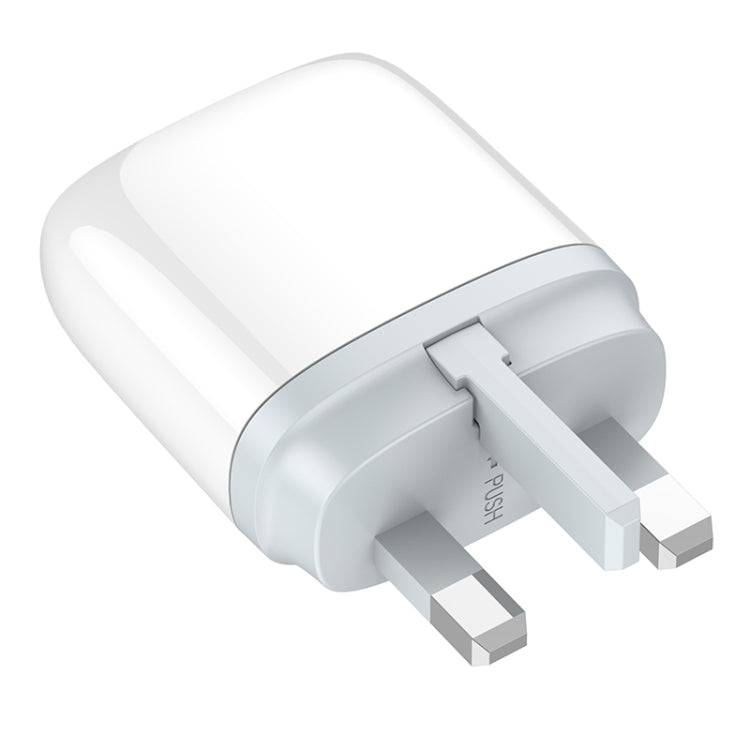 LDNIO Q229 QC3.0 / PD20W USB + Type-C Fast Charger with 1m USB to Type-C Cable, Plug Type:UK Plug(White)