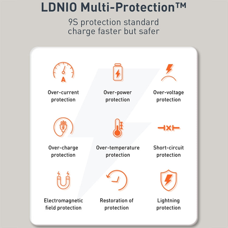LDNIO Q229 QC3.0 / PD20W USB + Type-C Fast Charger with 1m USB to Type-C Cable, Plug Type:UK Plug(White)