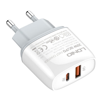 Chargeur rapide LDNIO Q229 QC3.0 / PD20W USB + Type-C avec câble Type-C vers 8 broches de 1 m, Type de prise : Prise UE (blanc)