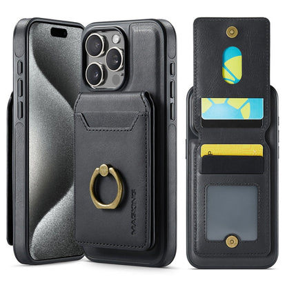 For iPhone 15 Pro Max MAGKING K1 MagSafe Detachable Wallet RFID Back Cover Phone Case(Black)