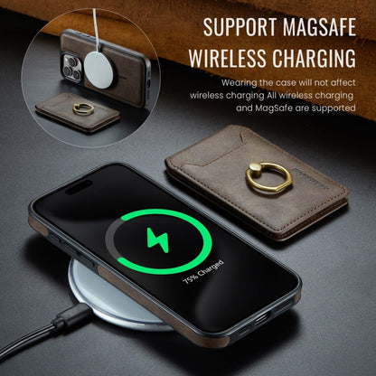 For iPhone 15 Pro MAGKING K1 MagSafe Detachable Wallet RFID Back Cover Phone Case(Coffee)