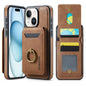 For iPhone 15 Plus MAGKING K1 MagSafe Detachable Wallet RFID Back Cover Phone Case(Brown)