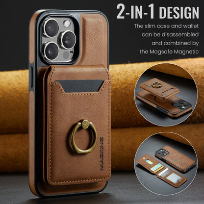 For iPhone 15 Plus MAGKING K1 MagSafe Detachable Wallet RFID Back Cover Phone Case(Brown)