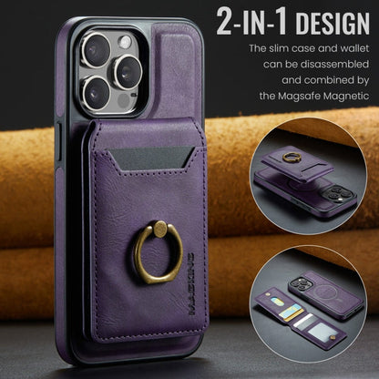 For iPhone 15 MAGKING K1 MagSafe Detachable Wallet RFID Back Cover Phone Case(Purple)