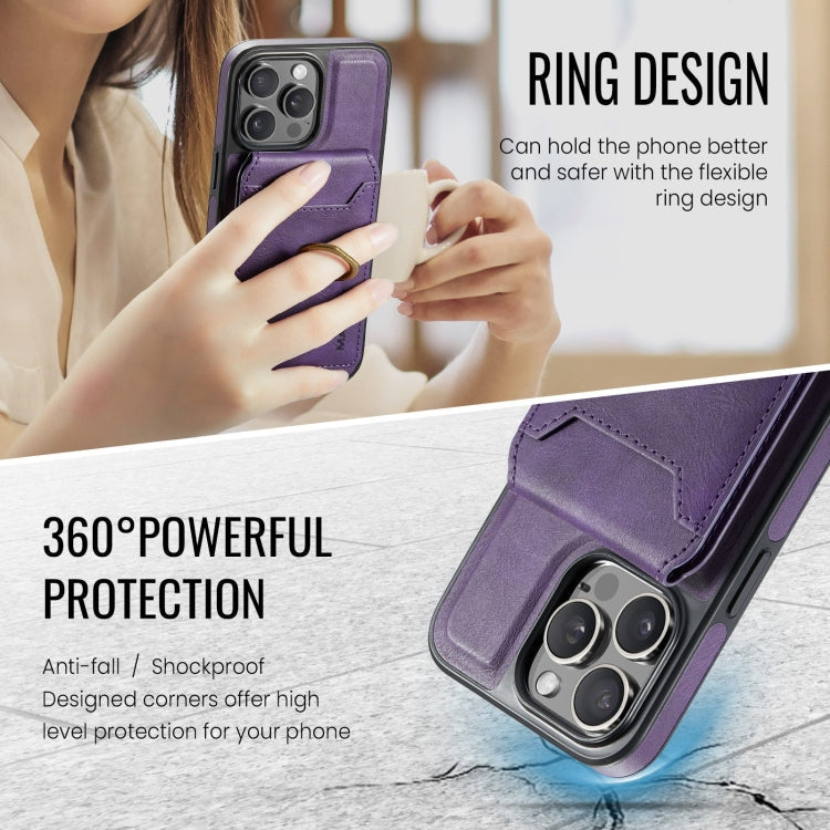 For iPhone 15 MAGKING K1 MagSafe Detachable Wallet RFID Back Cover Phone Case(Purple)