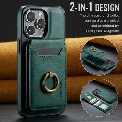 For iPhone 15 MAGKING K1 MagSafe Detachable Wallet RFID Back Cover Phone Case(Green)