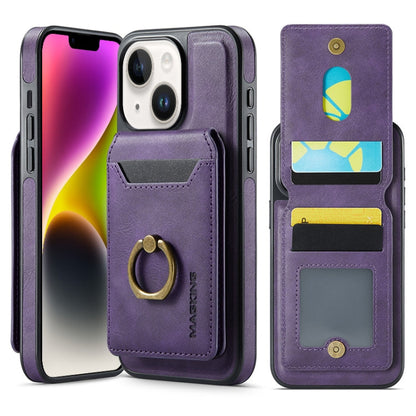 For iPhone 14 MAGKING K1 MagSafe Detachable Wallet RFID Back Cover Phone Case(Purple)