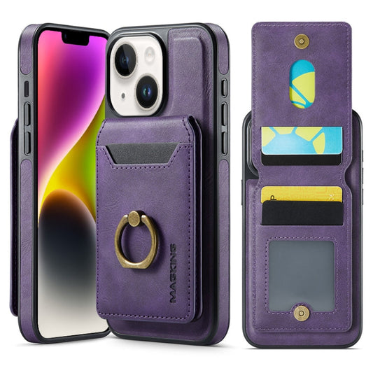 Pour iPhone 14 MAGKING K1 MagSafe Étui portefeuille amovible RFID avec coque arrière (violet)