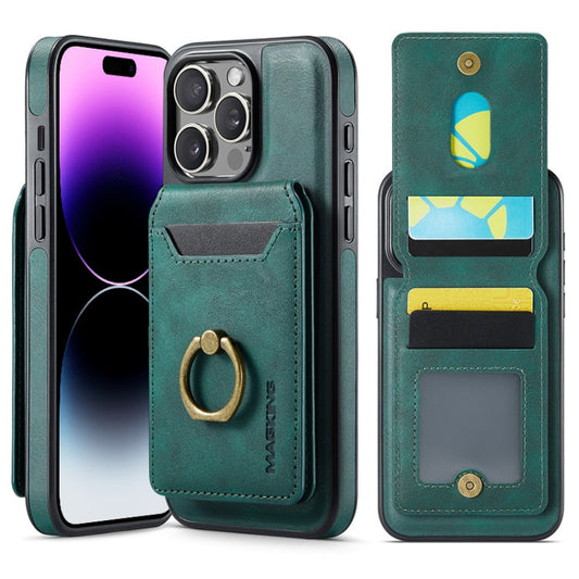 Pour iPhone 14 Pro MAGKING K1 MagSafe Étui portefeuille amovible RFID avec coque arrière (Vert)