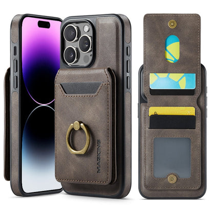 For iPhone 14 Pro Max MAGKING K1 MagSafe Detachable Wallet RFID Back Cover Phone Case(Coffee)