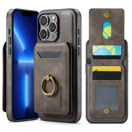 Pour iPhone 13 Pro MAGKING K1 Coque de téléphone avec portefeuille détachable MagSafe et protection RFID (café)