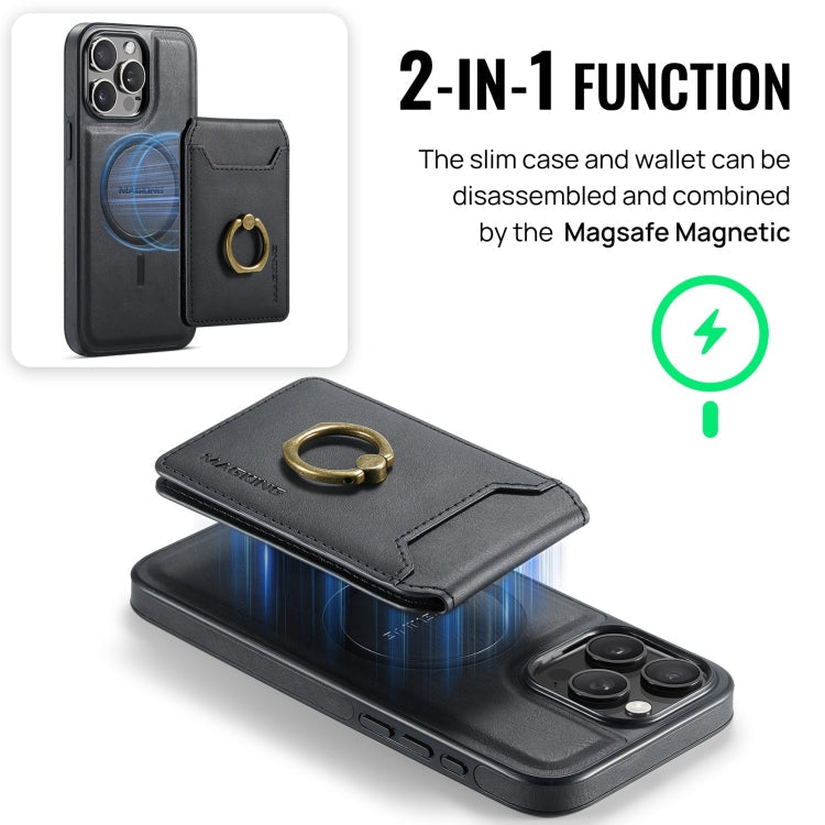 For iPhone 13 Pro MAGKING K1 MagSafe Detachable Wallet RFID Back Cover Phone Case(Black)