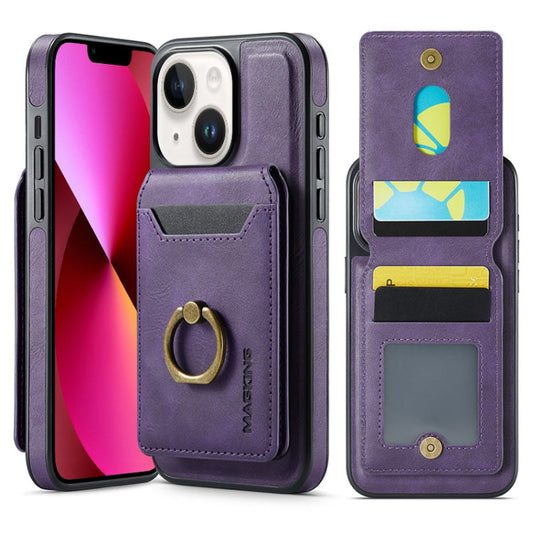 Pour iPhone 13 MAGKING K1 MagSafe Étui portefeuille amovible RFID (violet)