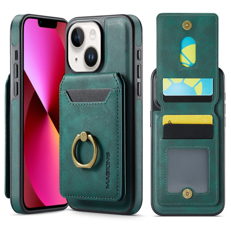 For iPhone 13 MAGKING K1 MagSafe Detachable Wallet RFID Back Cover Phone Case(Green)