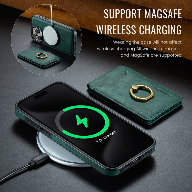 For iPhone 13 MAGKING K1 MagSafe Detachable Wallet RFID Back Cover Phone Case(Green)