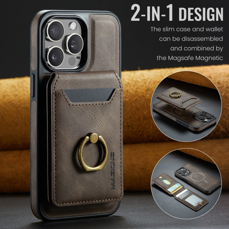 For iPhone 12 MAGKING K1 MagSafe Detachable Wallet RFID Back Cover Phone Case(Coffee)