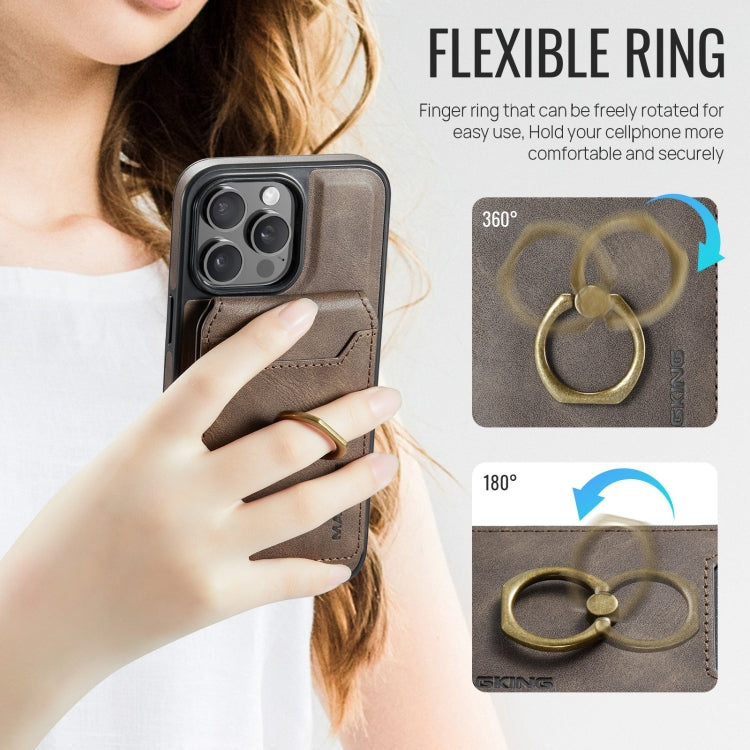 For iPhone 12 MAGKING K1 MagSafe Detachable Wallet RFID Back Cover Phone Case(Coffee)