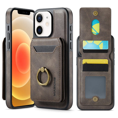 For iPhone 12 MAGKING K1 MagSafe Detachable Wallet RFID Back Cover Phone Case(Coffee)