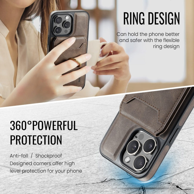 For iPhone 12 MAGKING K1 MagSafe Detachable Wallet RFID Back Cover Phone Case(Coffee)