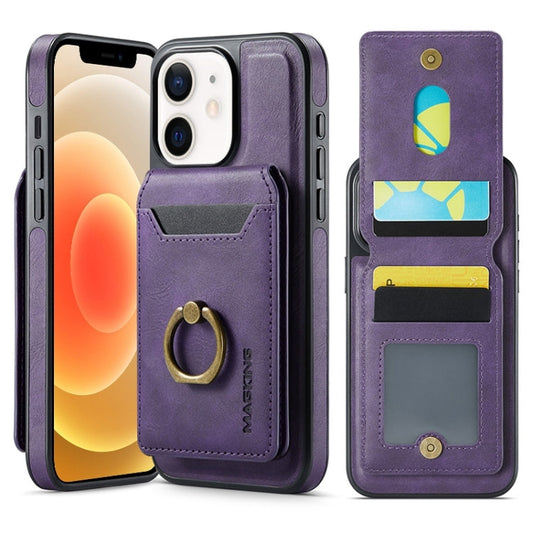 Pour iPhone 12 MAGKING K1 MagSafe Étui portefeuille amovible RFID avec coque arrière (violet)