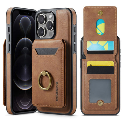 For iPhone 12 Pro Max MAGKING K1 MagSafe Detachable Wallet RFID Back Cover Phone Case(Brown)