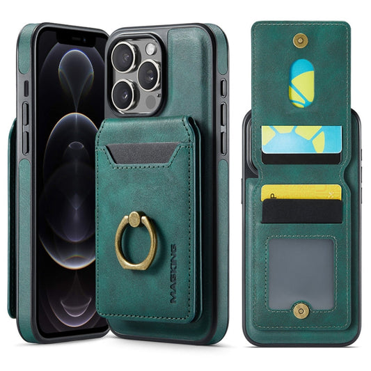 Pour iPhone 12 Pro Max MAGKING K1 Étui de téléphone à rabat amovible MagSafe avec protection RFID (vert)