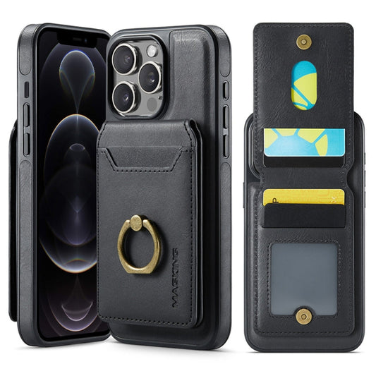 Pour iPhone 12 Pro MAGKING K1 Étui Téléphone avec Coque Arrière Amovible Portefeuille MagSafe RFID (Noir)