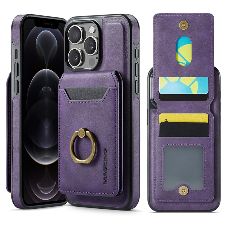 For iPhone 12 Pro MAGKING K1 MagSafe Detachable Wallet RFID Back Cover Phone Case(Purple)