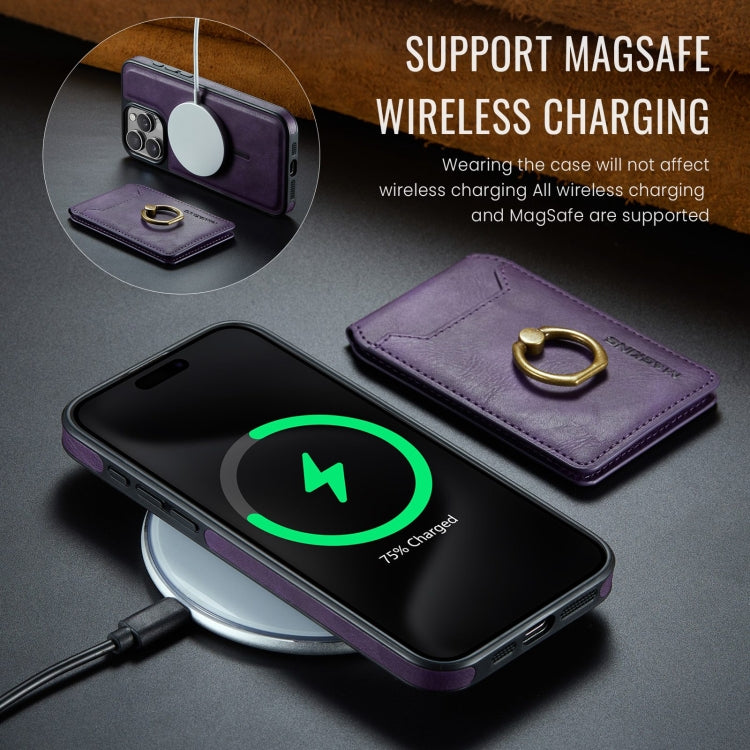 For iPhone 12 Pro MAGKING K1 MagSafe Detachable Wallet RFID Back Cover Phone Case(Purple)