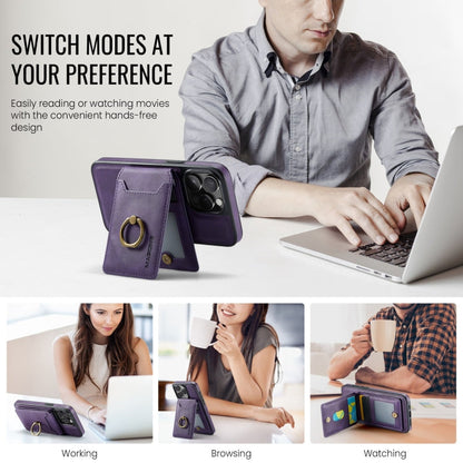 For iPhone 12 Pro MAGKING K1 MagSafe Detachable Wallet RFID Back Cover Phone Case(Purple)