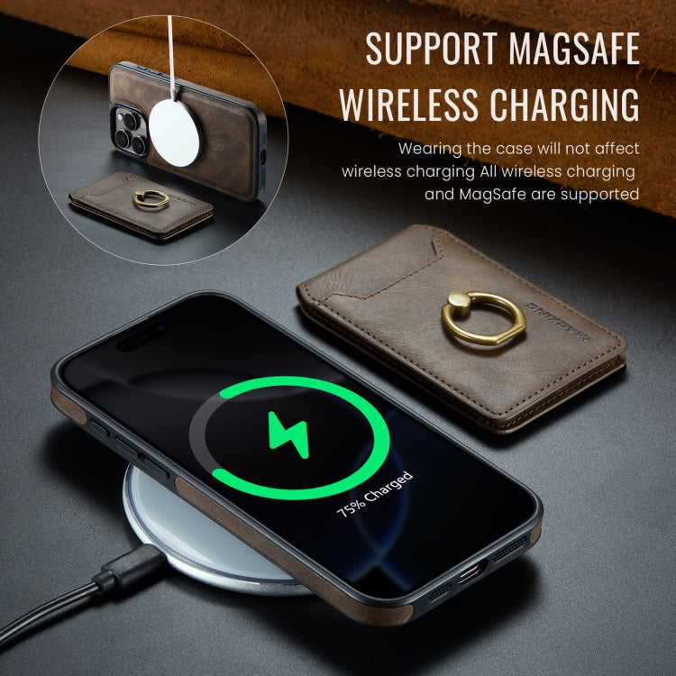 For iPhone 16 Pro Max MAGKING K1 MagSafe Detachable Wallet RFID Back Cover Phone Case(Coffee)
