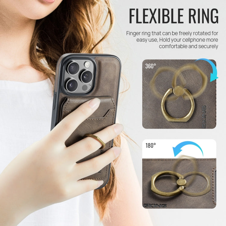 For iPhone 16 Pro Max MAGKING K1 MagSafe Detachable Wallet RFID Back Cover Phone Case(Coffee)