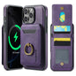 For iPhone 16 Pro Max MAGKING K1 MagSafe Detachable Wallet RFID Back Cover Phone Case(Purple)