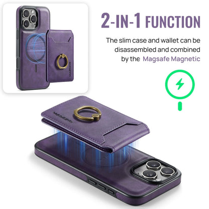 For iPhone 16 Pro Max MAGKING K1 MagSafe Detachable Wallet RFID Back Cover Phone Case(Purple)