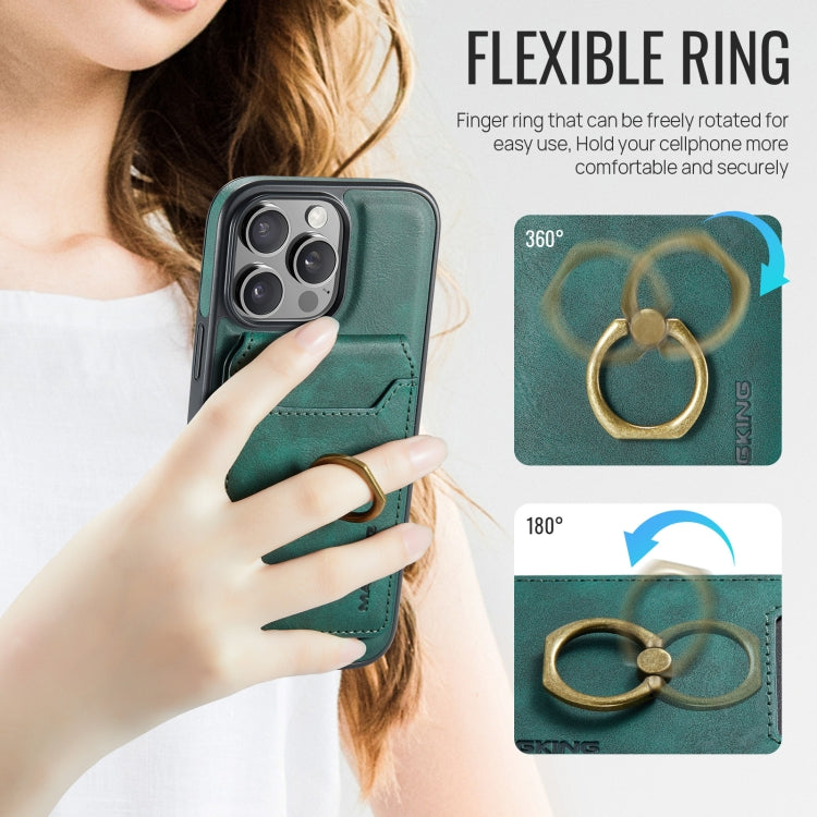 For iPhone 16 Pro Max MAGKING K1 MagSafe Detachable Wallet RFID Back Cover Phone Case(Green)