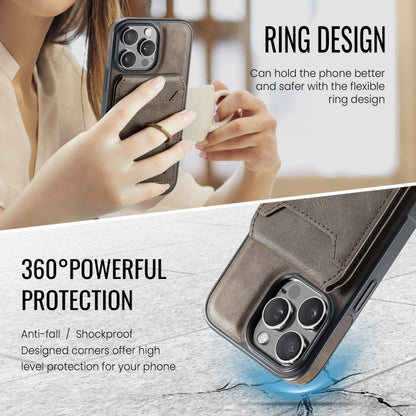 For iPhone 16 Pro MAGKING K1 MagSafe Detachable Wallet RFID Back Cover Phone Case(Coffee)