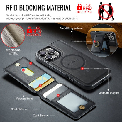 For iPhone 16 Pro MAGKING K1 MagSafe Detachable Wallet RFID Back Cover Phone Case(Black)