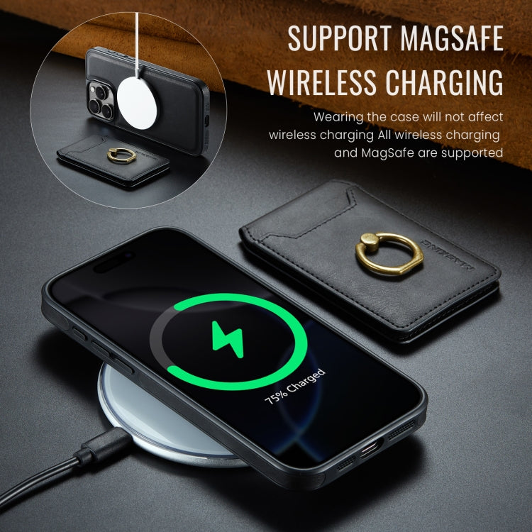 For iPhone 16 Pro MAGKING K1 MagSafe Detachable Wallet RFID Back Cover Phone Case(Black)